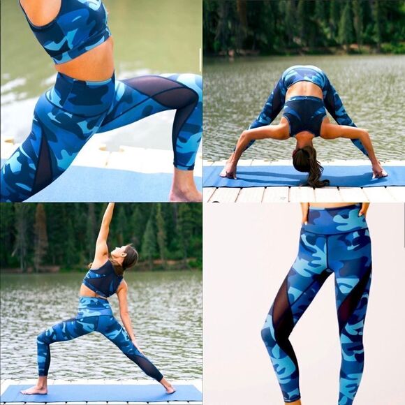Zyia Navy Camo Mesh Light n Tight Leggings 8-10 - Picture 1 of 7